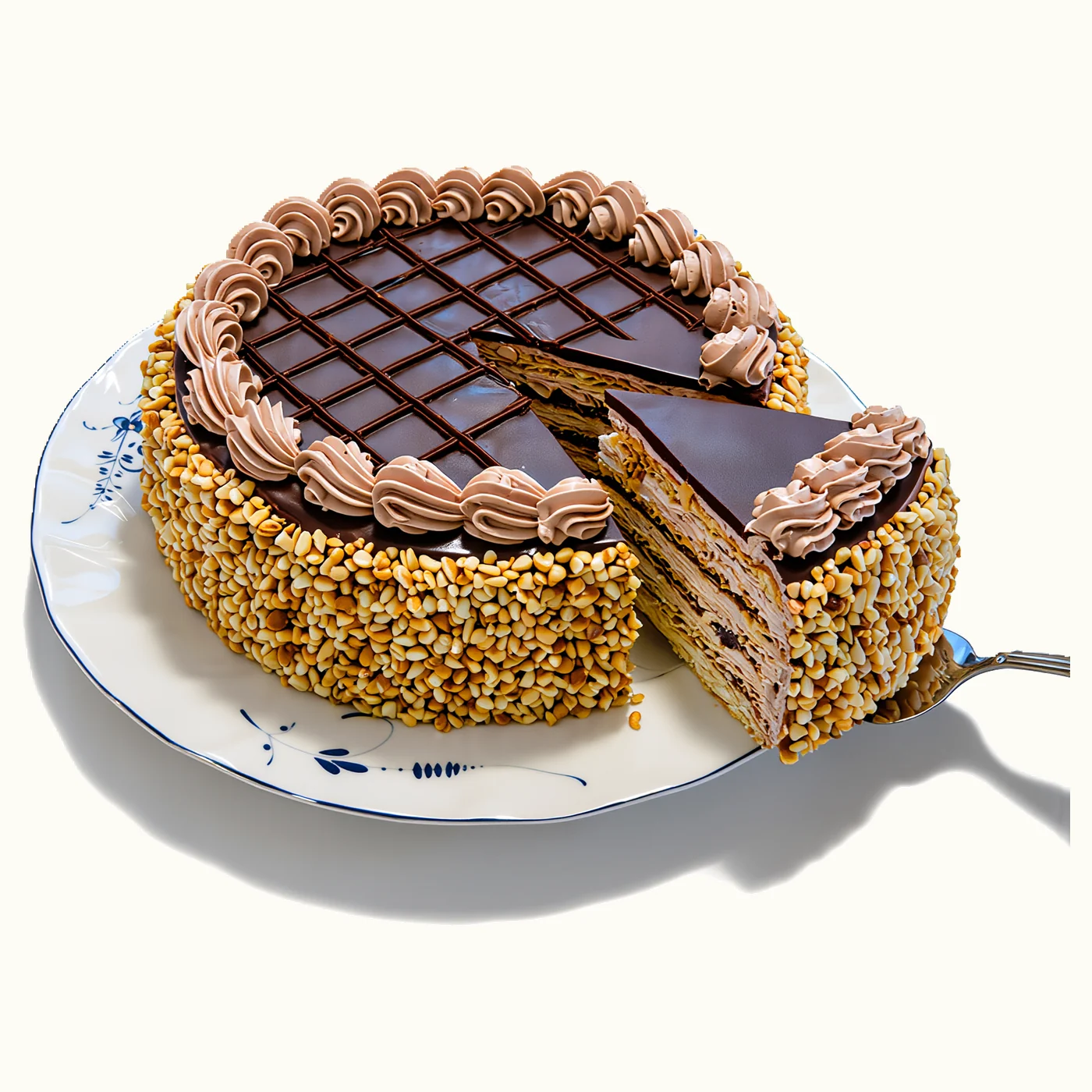 Kievsky cake with hazelnut meringue layers